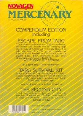 Mercenary - Escape from Targ & The Second City box cover back